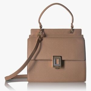 LUANA Italy Top Handle Satchel PebbledLeather Covertible Crossbody Mustard Beige